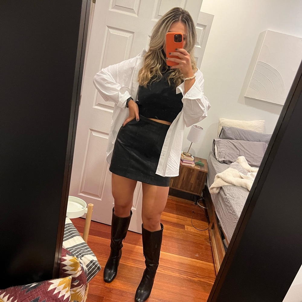 Free people leather mini skirt